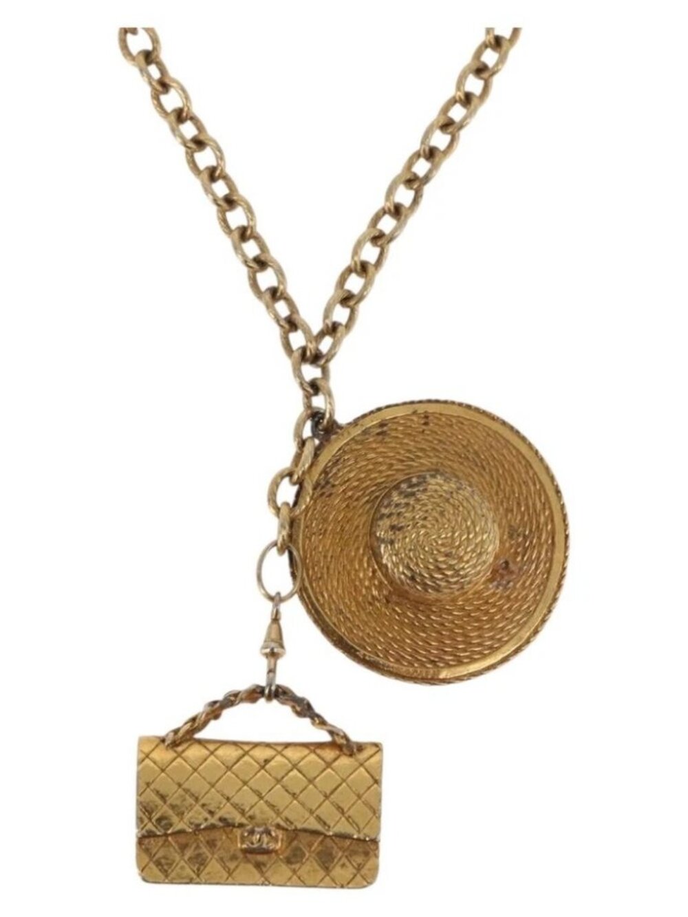CHANEL Necklace Metal Gold Tone CC Auth bs35422A